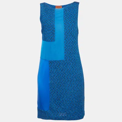 Pre-owned Missoni Blue Lurex Knit Sleeveless Mini Dress M
