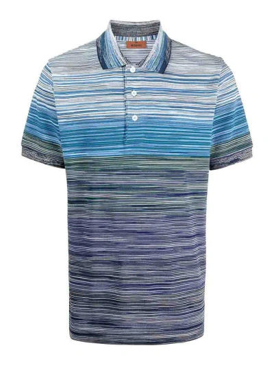 Missoni Stripe-pattern Cotton Polo Shirt In Smyz Multi Blu Wht Space