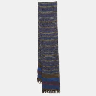 Missoni Blue Striped Striped Cotton Jacquard Shawl
