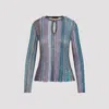 Missoni Lamé Pleated Knit Top In Blue