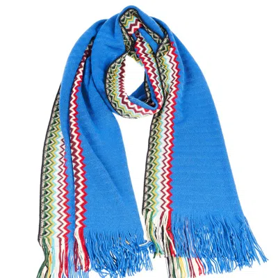 Missoni Geometric Wool-blend Scarf In Blue