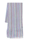 Missoni Viscose Scarf Fringed Edge Artisanal Nature In Blue