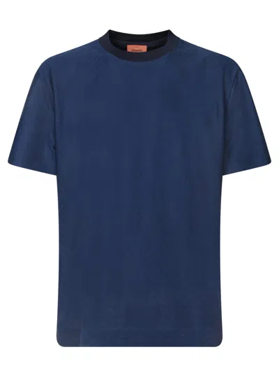 Missoni Blue T-shirt In Tone-on-tone Zig Zag Cotton Jersey