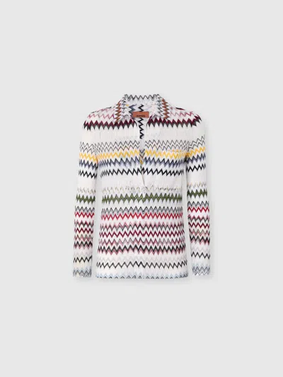 Missoni Bluse Aus Baumwolle Und Viskose Mit Zickzackmuster Und V-ausschnitt