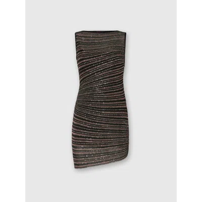 Missoni Boat Neck Mini Dress With Lamé Stripes In Black