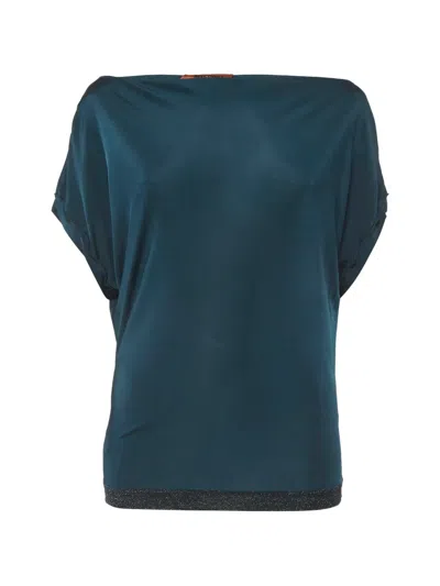 Pre-owned Missoni Boat-neck Jersey Top In Blue