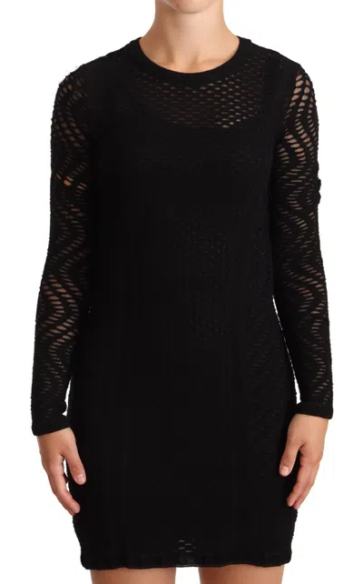 Pre-owned Missoni Bodycon Sheath Viscose Long Sleeves Mini Women's Dress () In Black