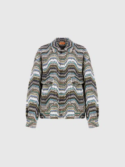 Missoni Bomber Aus Griechischem Zickzack-strick Mit Pailletten In Multi