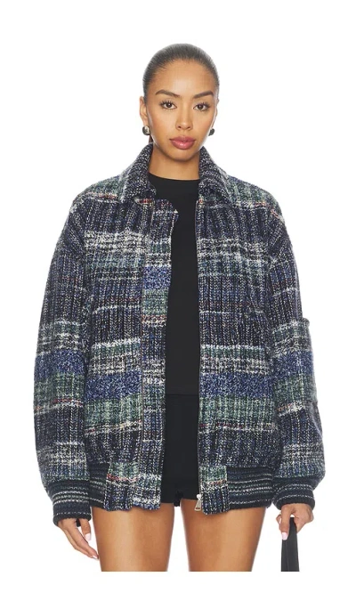 Missoni Bomber Jacket In Dark Tones On Blue Base