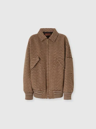 Missoni Bomber Jacket With Irregular Chevron Pattern In Brown