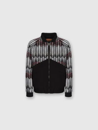 MISSONI BOMBERJACKE MIT ZICKZACK-EINSATZ AUS WOLLMISCHUNG