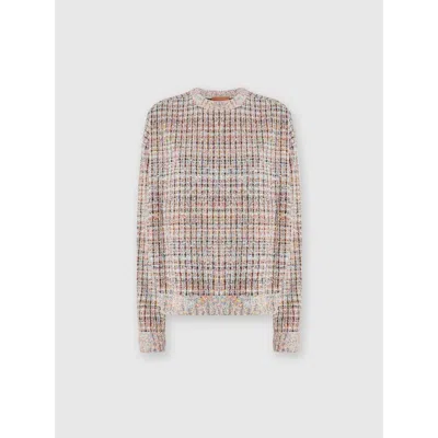 Missoni Bouclé Checkered Crewneck Sweatshirt With Sequins In Multicoloured