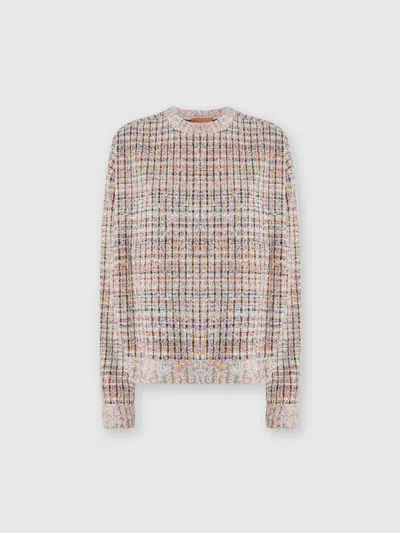Missoni Bouclé Checkered Crewneck Sweatshirt With Sequins In Multicoloured