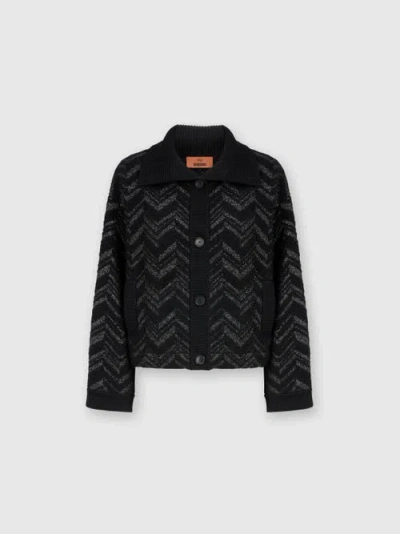 MISSONI MISSONI BOUCLÉ KNIT JACKET WITH LAMÉ CHEVRON