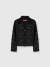 Missoni Textured Chevron Knit Jacket With Oversized Fit And Button Closure In Black,multicoloured