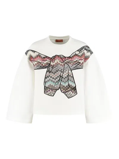 Missoni Kids' Bow-detail Sweatshirt In White