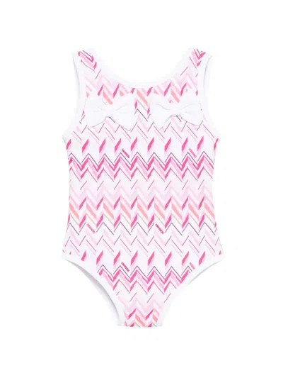 Missoni Babies' Bow Patterned Swimsuit In Multi