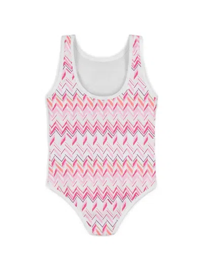Missoni Kids' Bow-detail Chevron Swimwear In Red