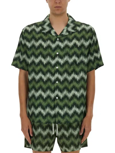 Missoni Short Sleeve Patterned Shirt In Green