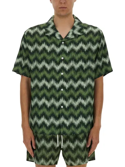 Missoni Short Sleeve Patterned Shirt In Green