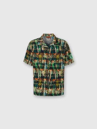 MISSONI BOWLING-SHIRT AUS VISKOSE MIT ZICK-ZACK-PRINT UND GEBÜRSTETEM EFFEKT