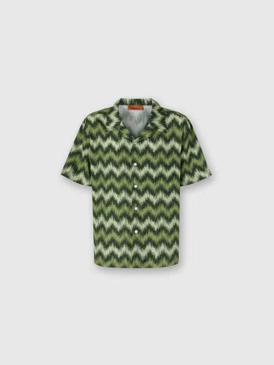 Missoni Short Sleeve Patterned Shirt In Green