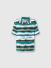 Missoni Bowling Shirt With Gradient Micro Zig Zag Print And Breast Pocket In Green