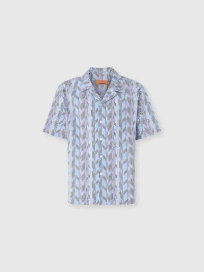 Missoni Bowling Shirt With Zigzag Pattern In Blue