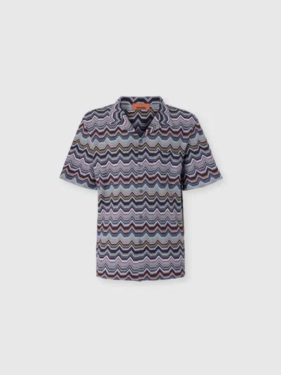 Missoni Bowling Shirt With Geometric Zigzag In Multi
