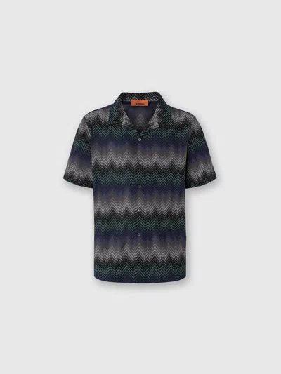 Missoni Bowling Shirt With Irregular Zigzag In Multi