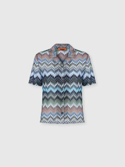 Missoni Bowling-style Shirt In Viscose Chevron With Snake Motif In Multi