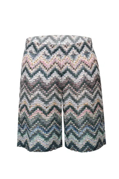 Missoni Boys Green Zigzag Swim Shorts In Multi