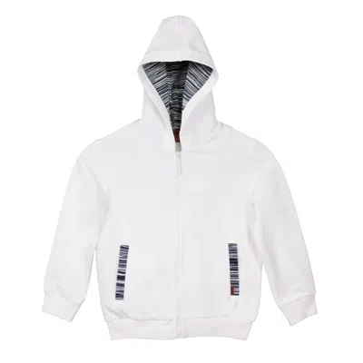 Missoni Boys Hooded Sweatshirt In White/blue In Gray