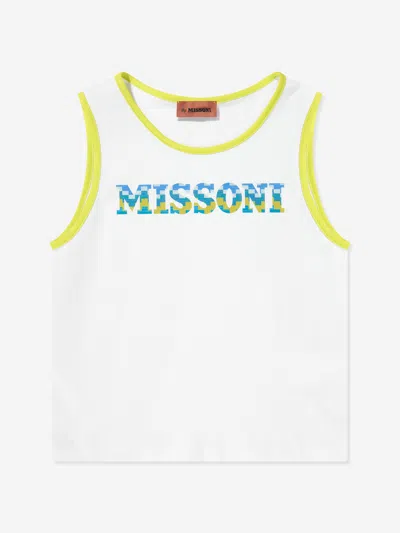 Missoni Kids' Logo-printed Sleeveless T-shirt In White