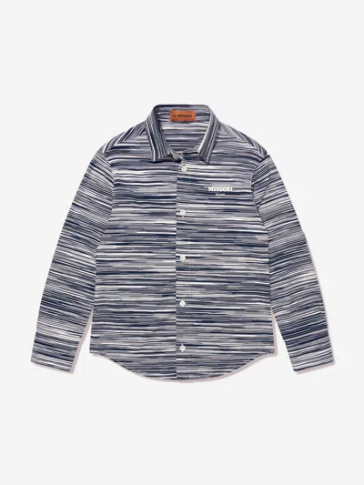 Missoni Kids'  Boys Long Sleeve Shirt In Blue