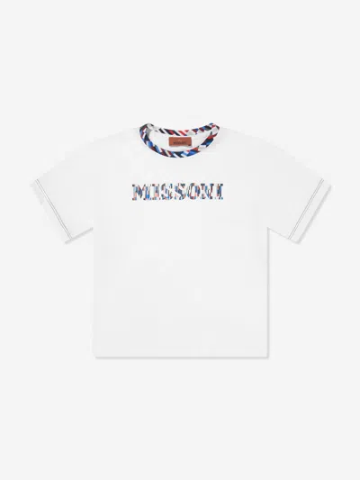 Missoni Kids' Boys Pixel Logo T-shirt In White