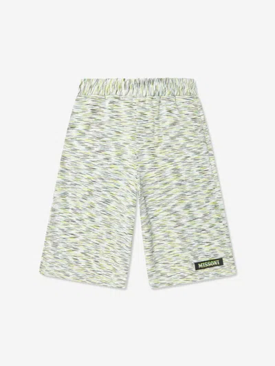 Missoni Kids' Zigzag Cotton Shorts In Green