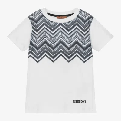 Missoni Babies' Boys White Cotton Zigzag T-shirt