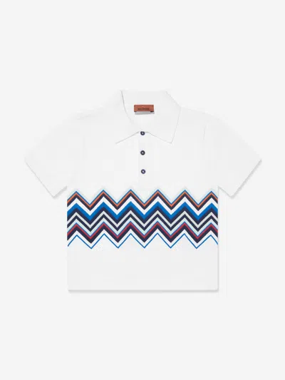 Missoni Kids' Zigzag Cotton Polo Shirt In White