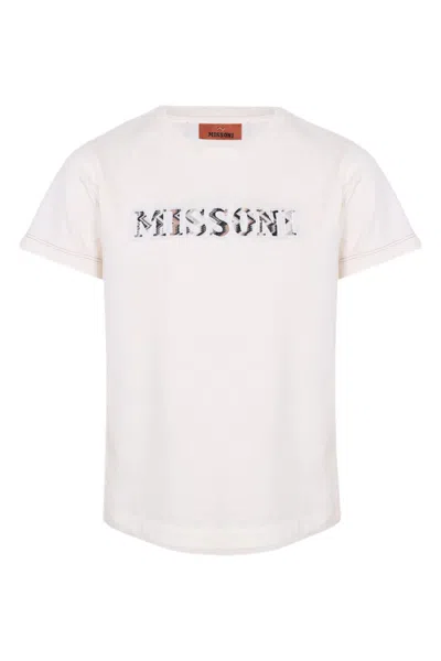 Missoni Boys Zigzag Logo Ivory Top In Neutral