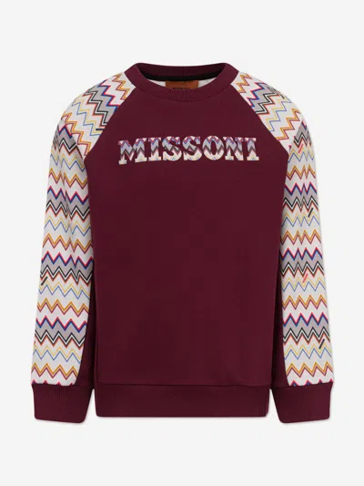 Missoni Kids'  Boys Zigzag Logo Sweatshirt In Burgundy