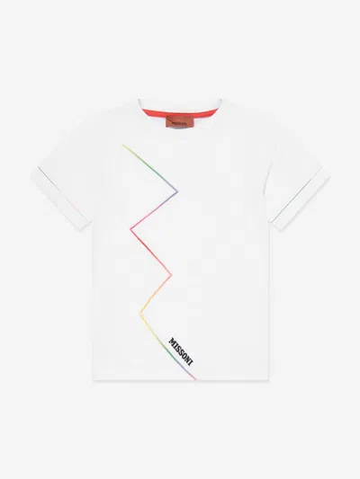 Missoni Babies'  Boys Zigzag Logo T-shirt In White