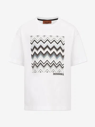 Missoni Babies'  Boys Zigzag Logo T-shirt In White