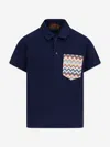 Missoni Boys Zigzag Pocket Polo Shirt In Blue