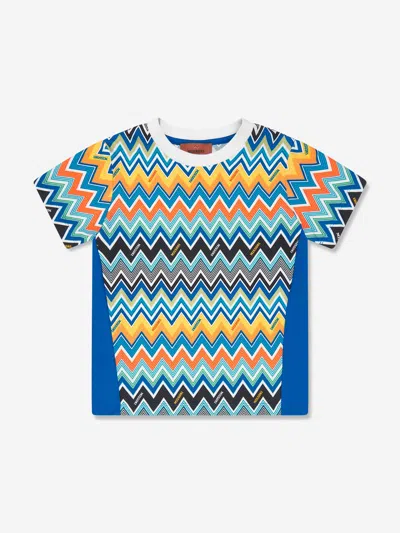 Missoni Babies'  Boys Zigzag Print T-shirt In Blue