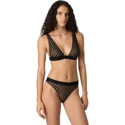 Missoni Bralette Bikini In Lamé Viscose With Raschel Workmanship In Black