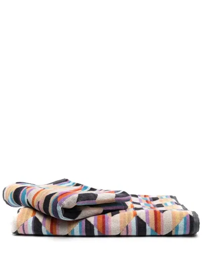 Missoni Zig-zag Pattern Bath Towel In Blue