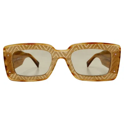 Pre-owned Missoni Brown Acetate Square Sunglasses With Iconic Knit Detailing
