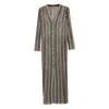Missoni Long Dress With V-neck And Herringbone Stripe Knit In Brown