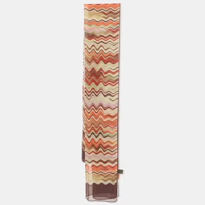 Pre-owned Missoni Brown Printed Silk Scarf